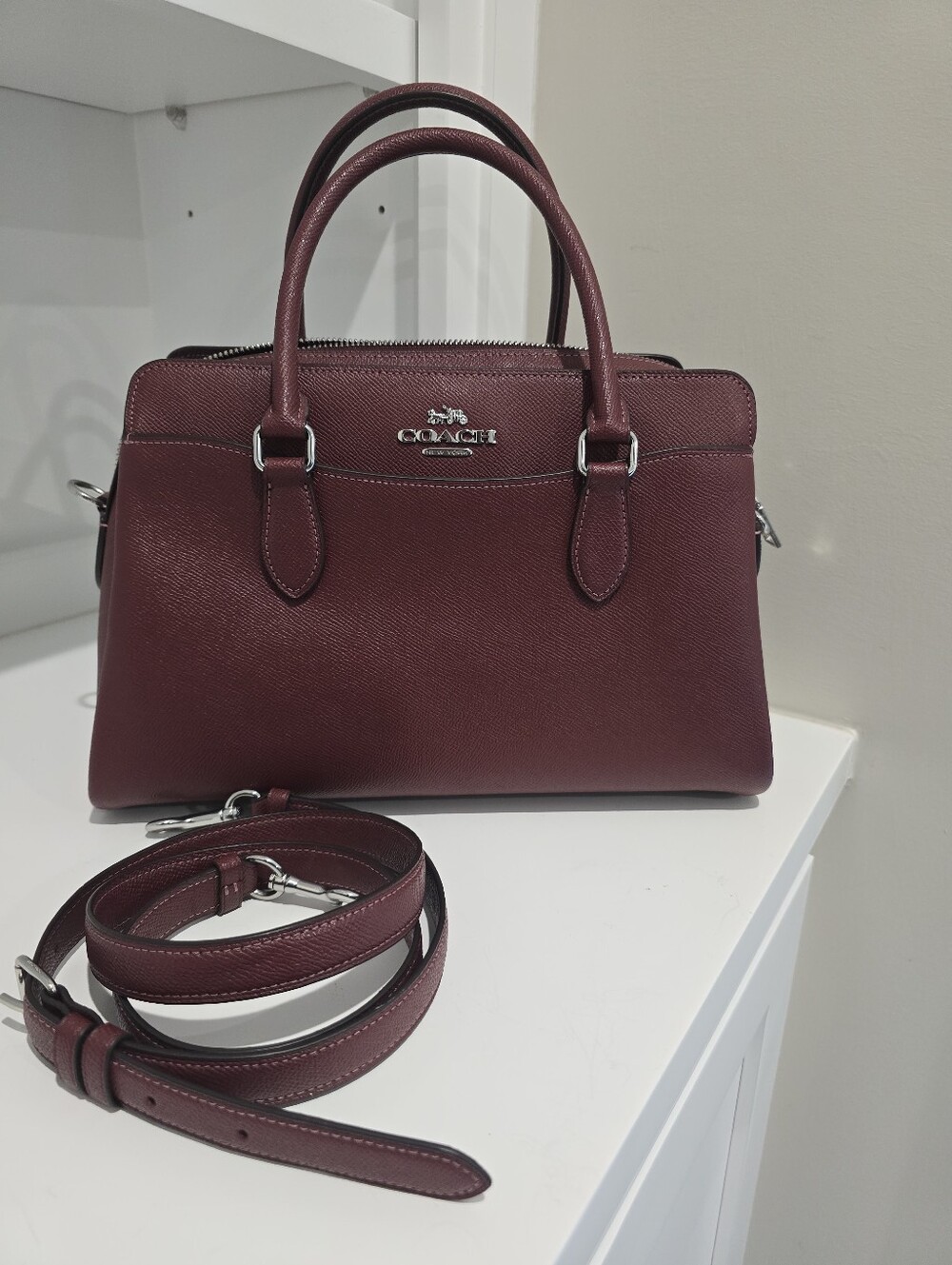 Coach West Satchel Structured Satchel in Burgundy
